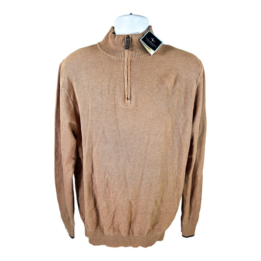 TailorByrd Men’s Camel Brown 1/4 Zip Knit Sweater - XL