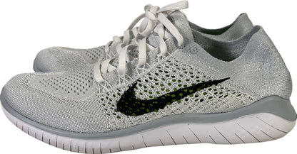 Nike Women’s White/Gray Free Run Flyknit Lace Up Athletic Shoes - 8.5