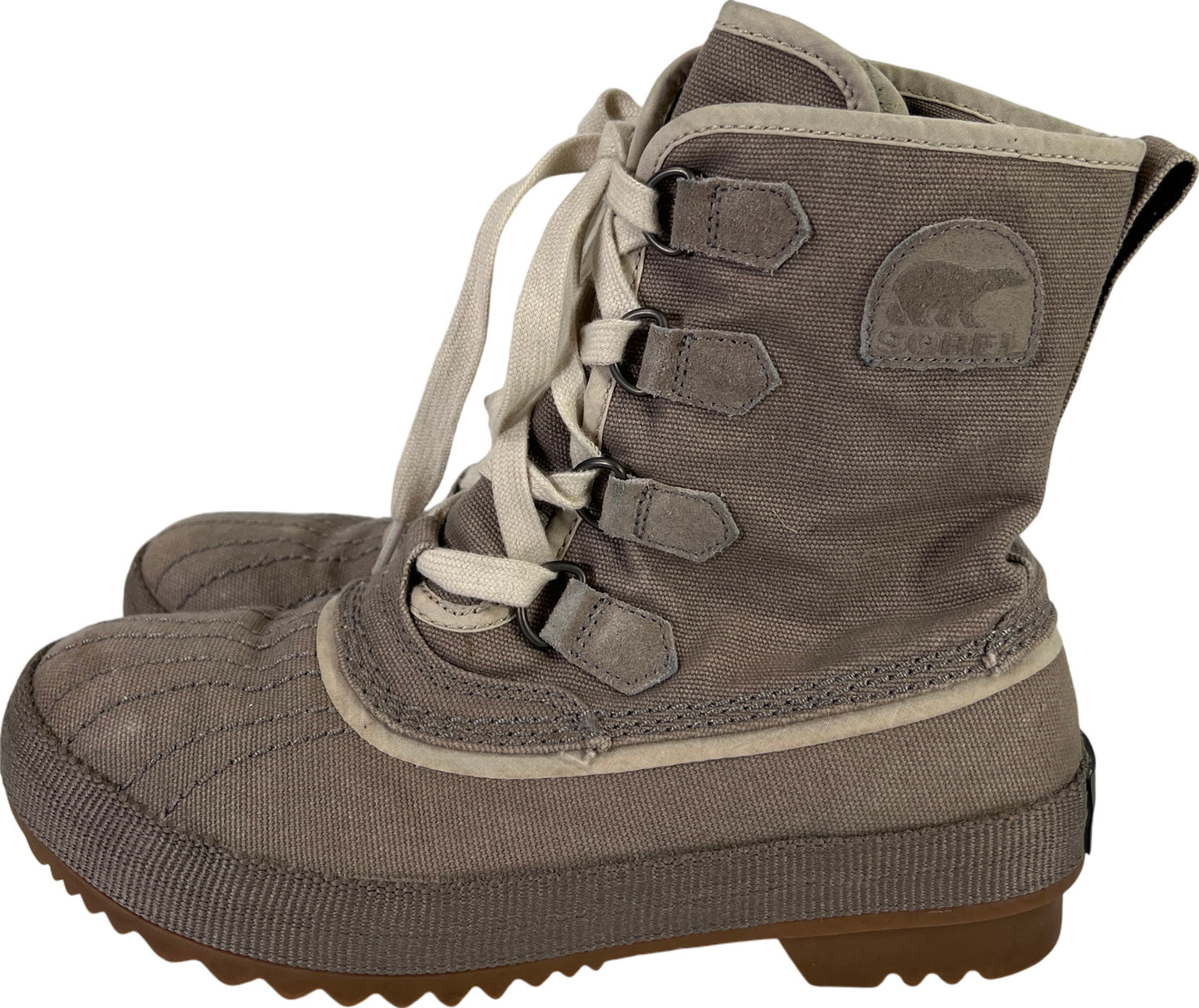 Sorel Women’s Gray Canvas Casual Hiking Winter Lace Up Boots - 7