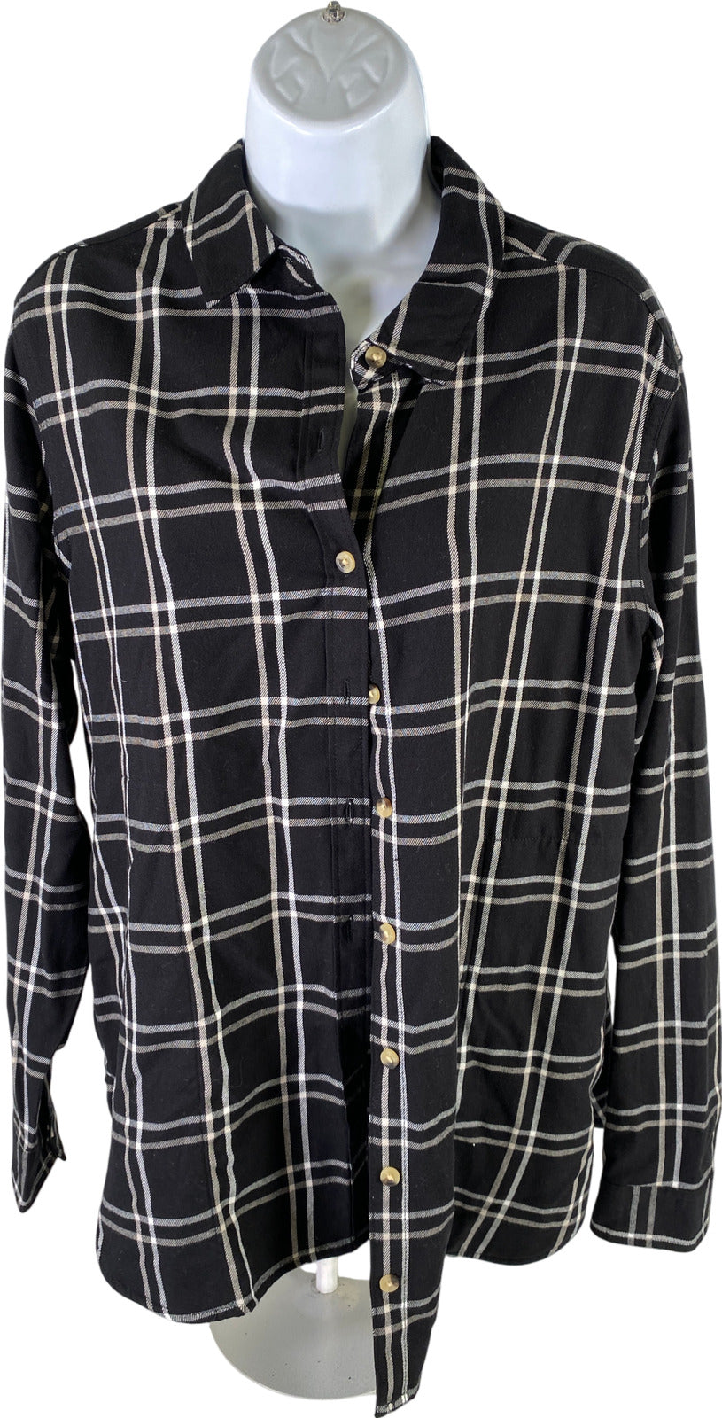 NEW Jacks Girlfriend Women’s Black Plaid Long Sleeve Button Up Shirt - M