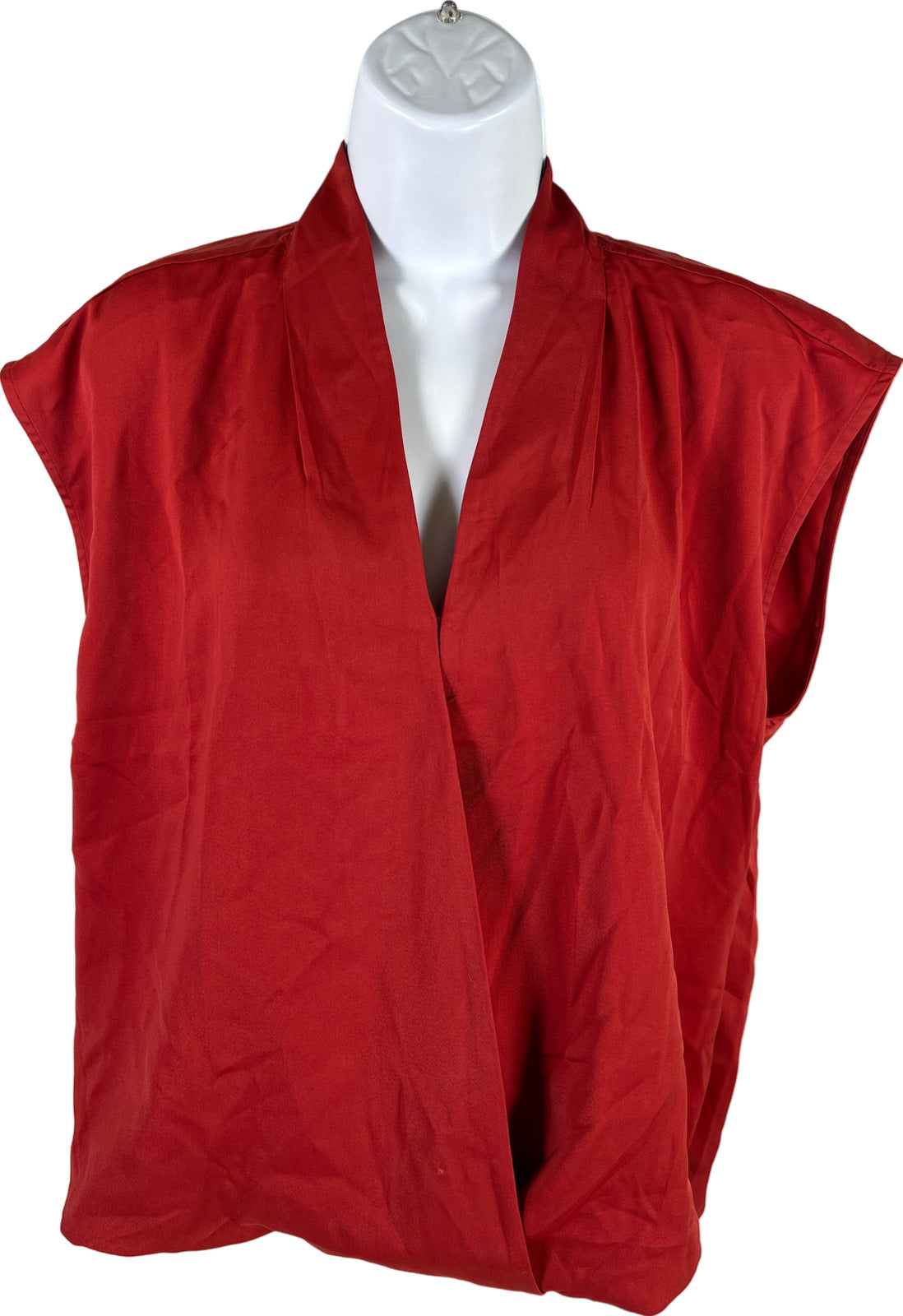 NEW Banana Republic Women’s Red Satin Hook Close Front Hi-Low Blouse - L