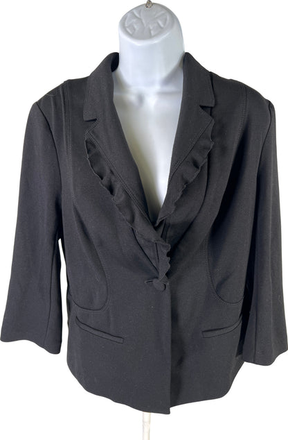 White House Black Market Women’s Black 1-Button Ruffle Accent Blazer - 10