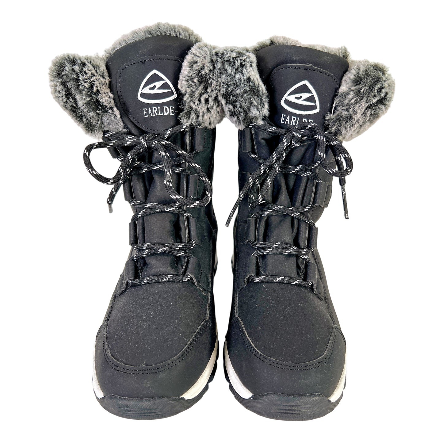 Earlde Women’s Black Faux Fur Lined Winter Snow Boots - 7.5 Wide