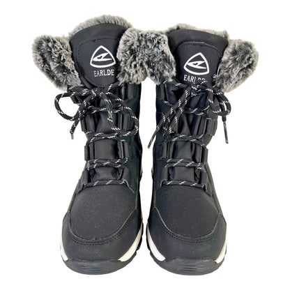 Earlde Women’s Black Faux Fur Lined Winter Snow Boots - 7.5 Wide