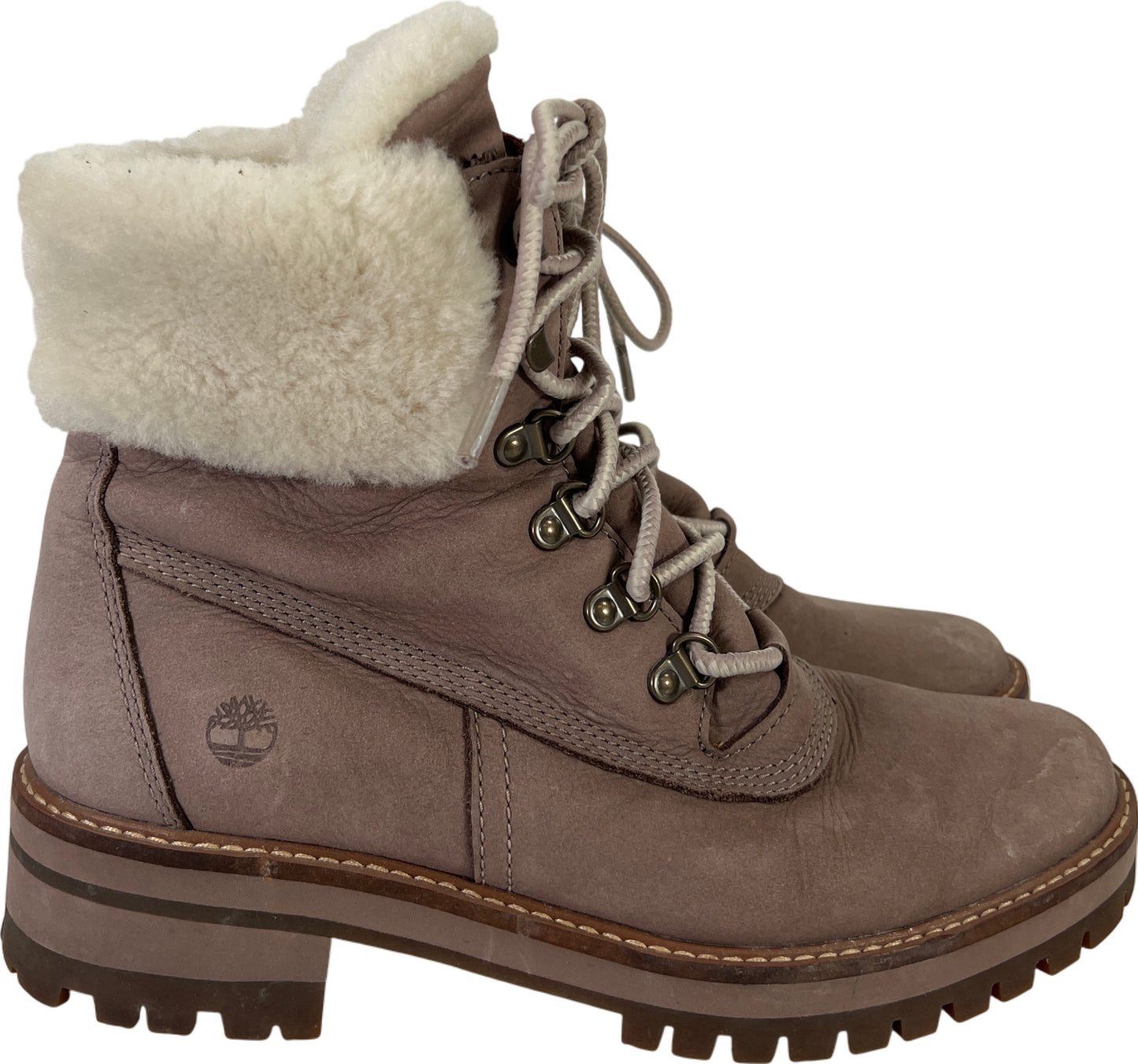 Timberland Women’s Gray Courmayeur Valley Faux Fur Trim Combat Boots - 8.5