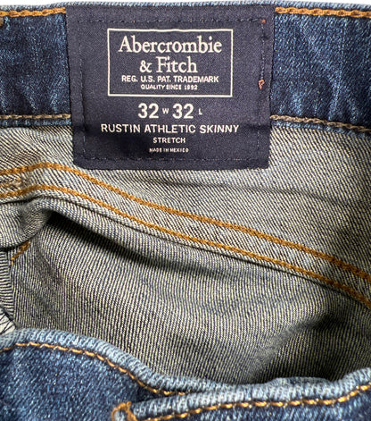 Abercrombie & Fitch Men’s Dark Wash Rustin Athletic Skinny Stretch Jeans - 32x32