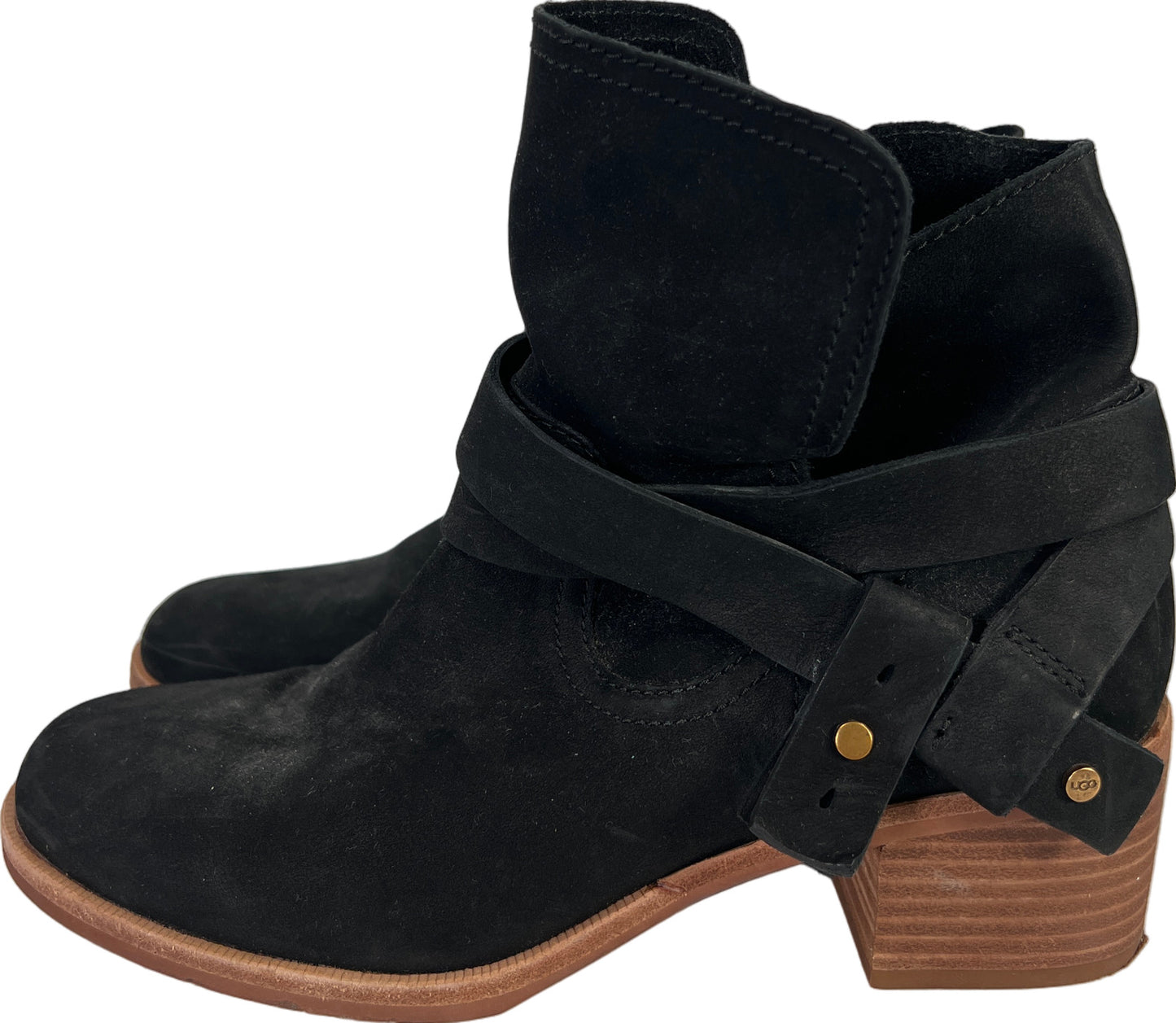 UGG Women’s Black Elora Pull On Suede Ankle Boots - 8