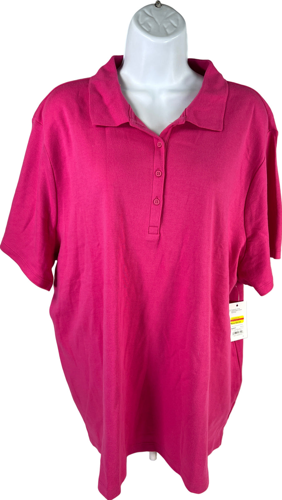 NEW Croft & Barrow Women’s Pink Classic Polo Shirt Short Sleeve - Plus 2X