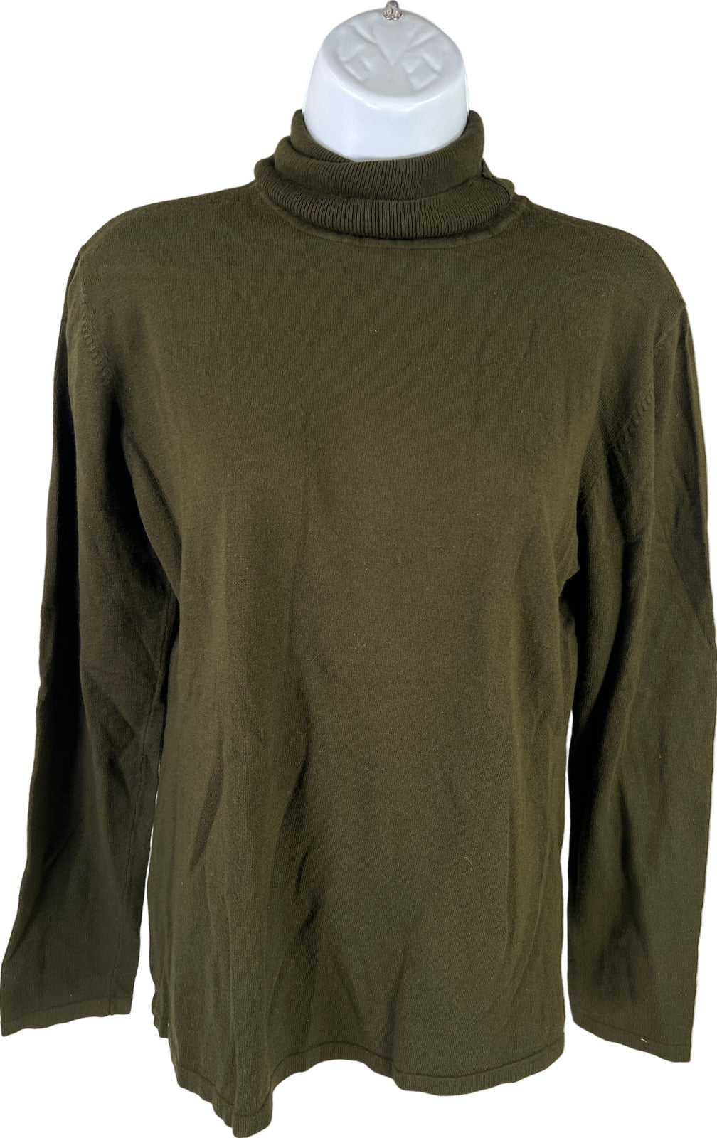 Chico’s Women’s Green Long Sleeve Turtleneck Thin Knit Sweater - 1/US M