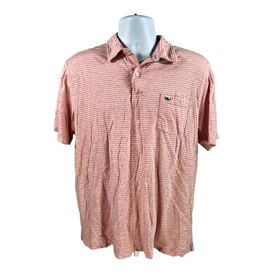Vineyard Vines Men’s Pink Striped Short Sleeve Polo Shirt - L