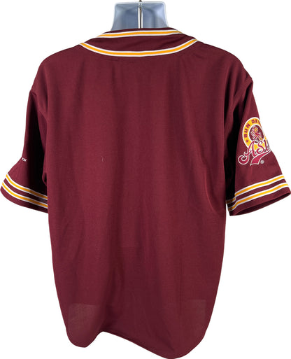 Colosseum ASU Sun Devils Maroon Button Up Baseball Jersey - L