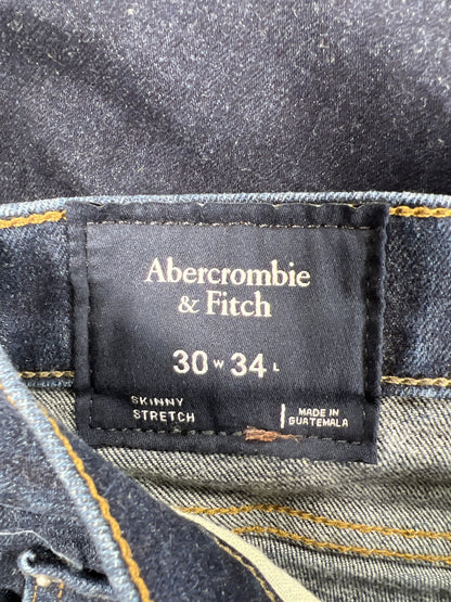 Abercrombie and Fitch Men’s Dark Wash Skinny Stretch Denim Jeans - 30x34