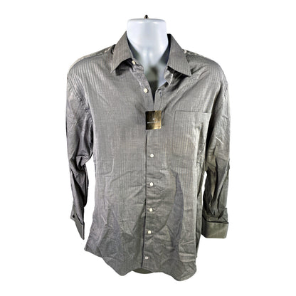 NEW Bacharach Men’s Gray Charcoal Button Up Shirt - 16