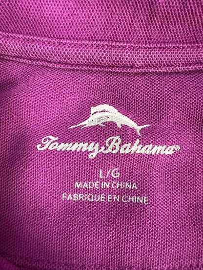 Tommy Bahama Men's Purple Pique Short Sleeve Cotton Polo Shirt - L