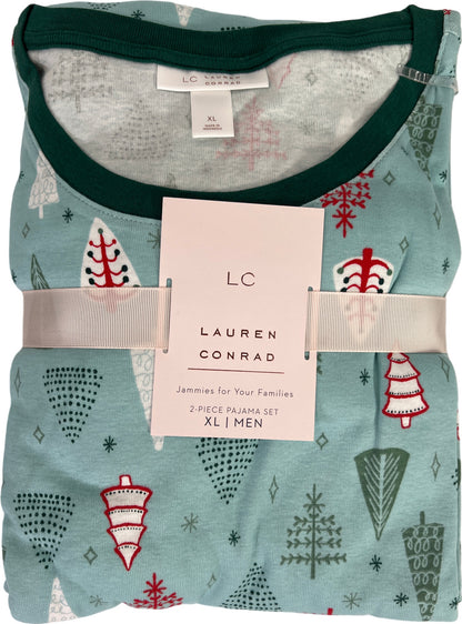 NEW Lauren Conrad Men’s Blue Christmas Tree Holiday Pajama Set - XL