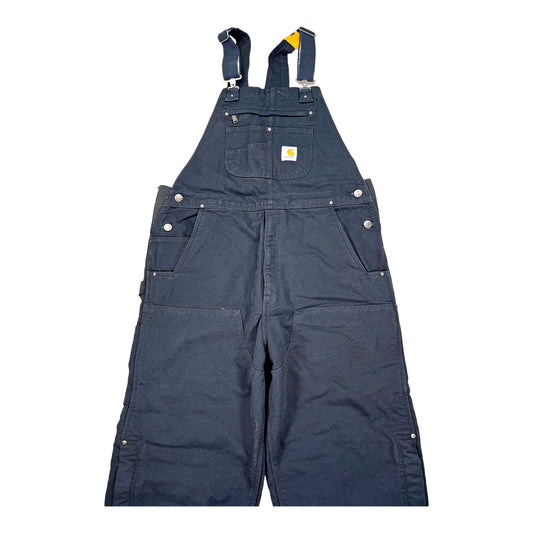 New Carhartt Men’s Black Loose Fit Warmest Rating Duck Bib Overalls - L