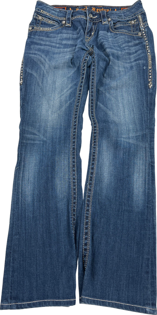 Rock Revival Women’s Medium Wash Gwen Boot Cut Rhinestone Jeans - 27