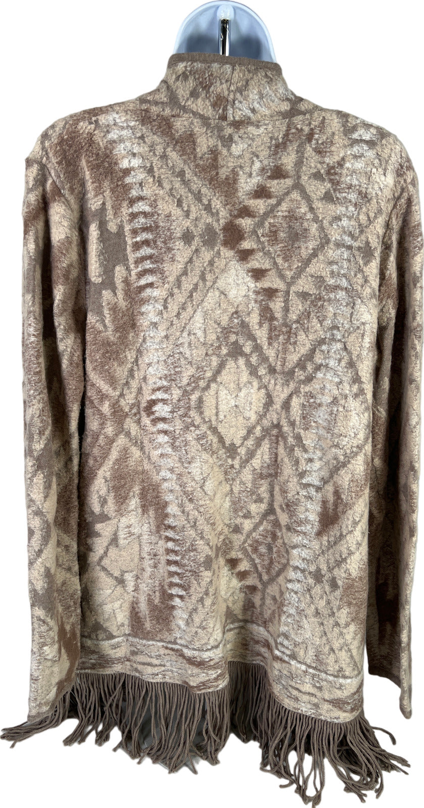 Lucky Brand Women’s Brown Fringe Bottom Long Sleeve Cardigan Sweater - M