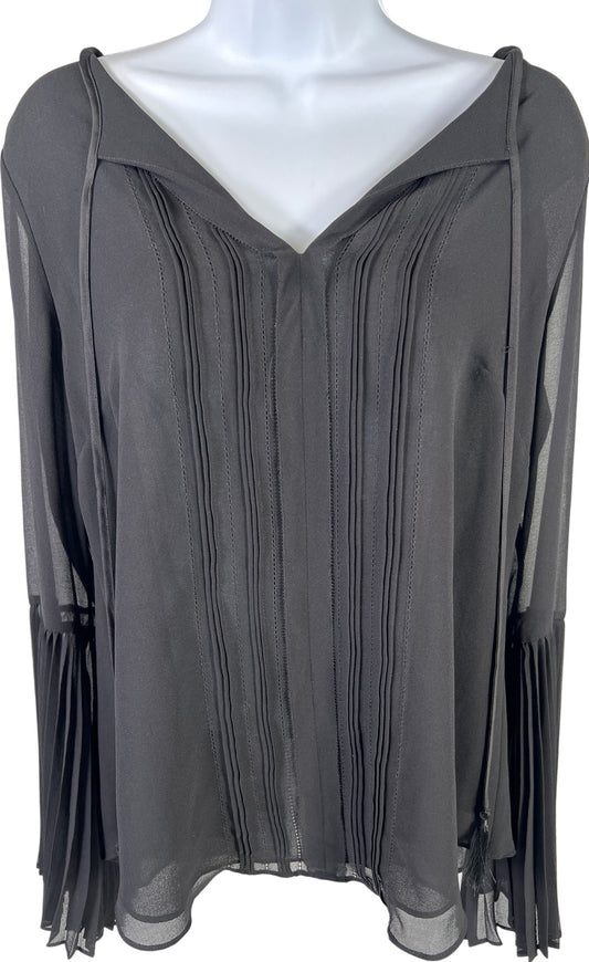 NEW White House Black Market Women’s Black Maggie Pleated Blouse - 6