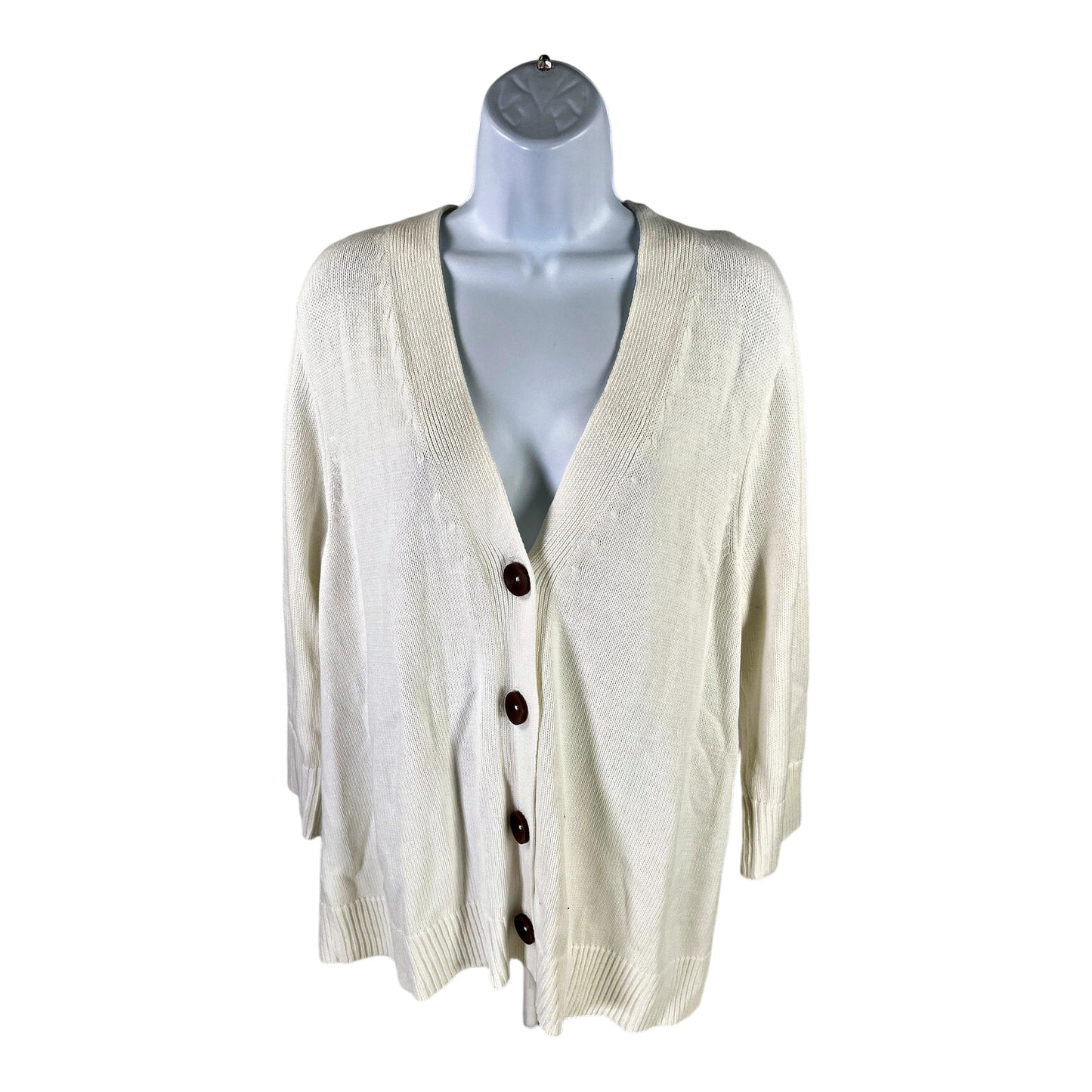 J.Jill Women’s White 3/4 Sleeve Cardigan Sweater - XL