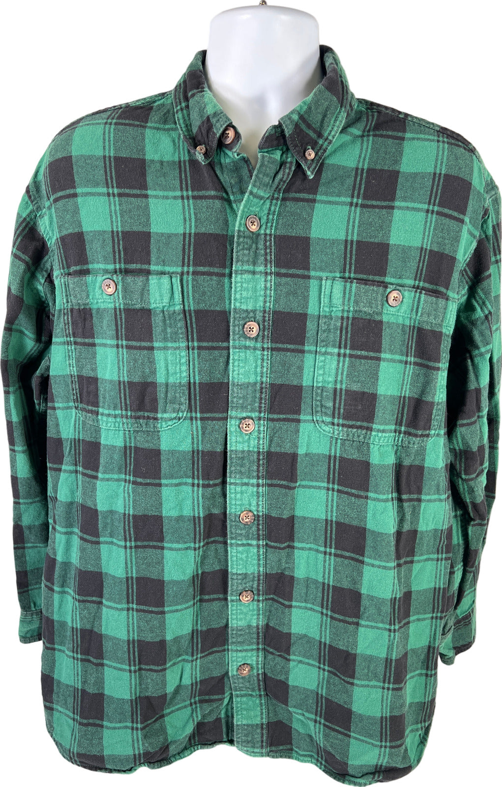 Duluth Trading Men’s Green Plaid Flannel Button Up Shirt - L