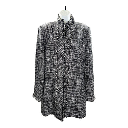 White House Black Market Women’s Black/White Wool Blend Tweed Coat - 14