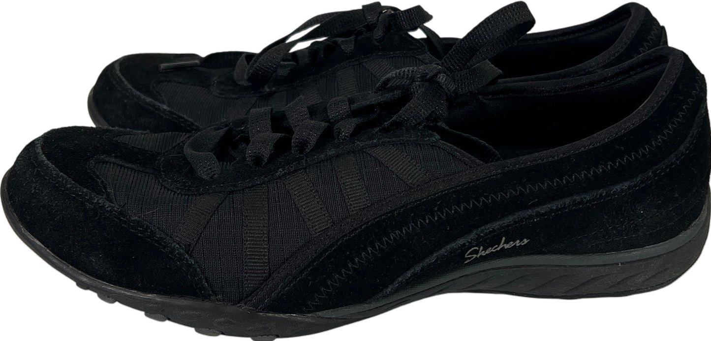 Skechers Women’s Black Suede Breathe Easy Lace Up Casual Sneakers - 8.5