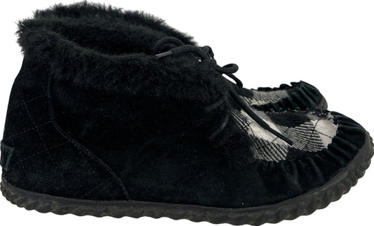 Sorel Women’s Black Suede Out N About Lace Up Ankle Moc Boots- 10