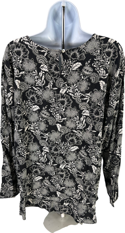 J. Jill Women’s Black Floral Long Sleeve Blouse Top - XL