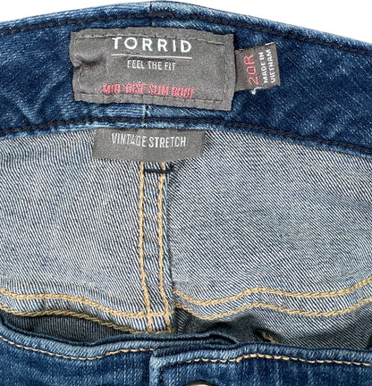 Torrid Women’s Medium Wash Mid Rise Vintage Stretch Slim Boot Denim Jeans - 20R