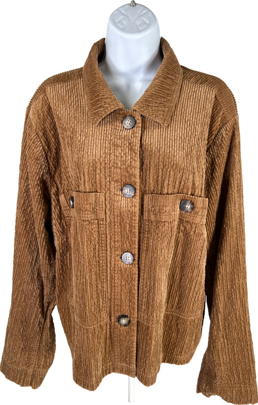 J.Jill Women’s Brown Corduroy Long Sleeve Button Up Jacket - Plus 2X