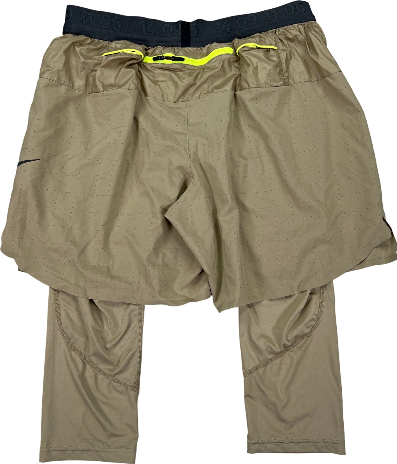 Nike Men’s Beige 2 in 1 Tech Running Shorts With Tights - XL