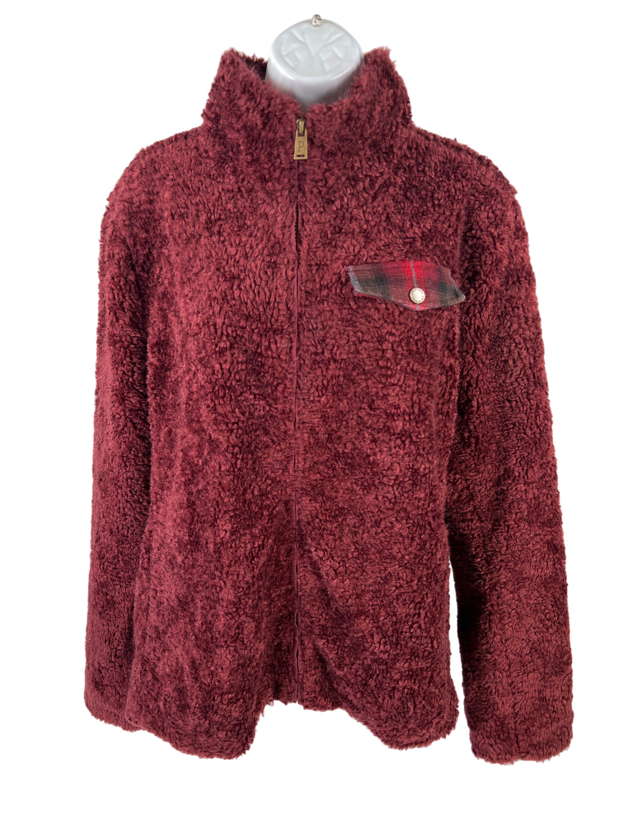 Pendleton Women’s Burgundy Fleece Sherpa Full Zip Jacket - XL