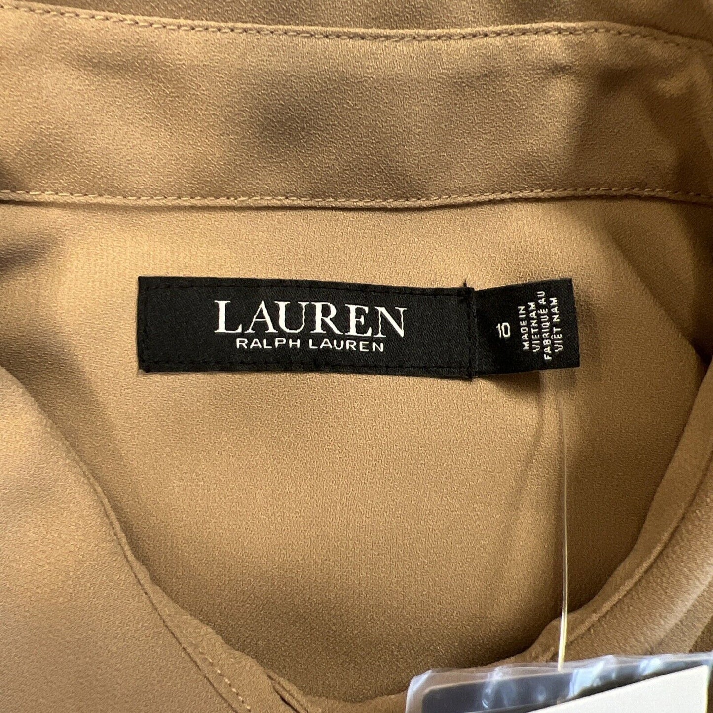 NEW LAUREN Ralph Lauren Women's Beige Side Zip Faux Wrap Dress - 10