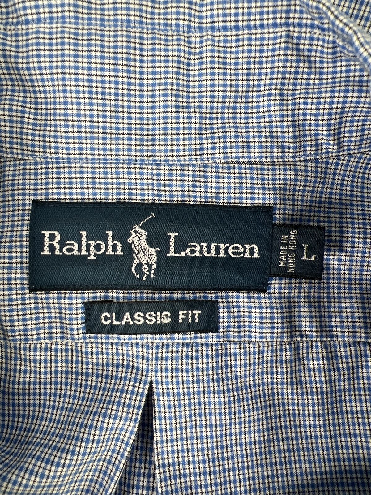 Ralph Lauren Men's Blue Short Sleeve Classic Fit Button Down Shirt - L