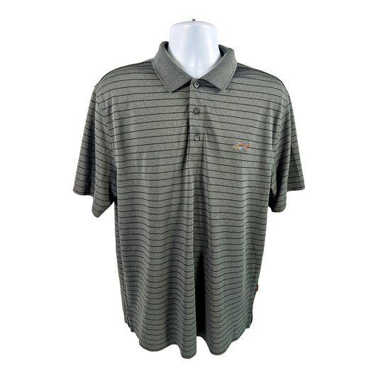 Greg Norman for Tasso Elba Men’s Gray Striped Short Sleeve Golf Polo - L