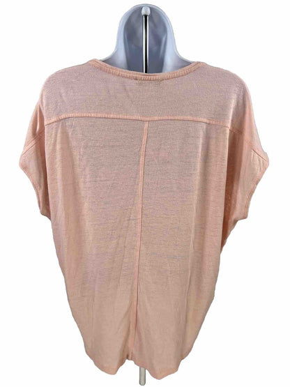 White House Black Market Women's Pink Linen Blend Loose Fit Shirt - M