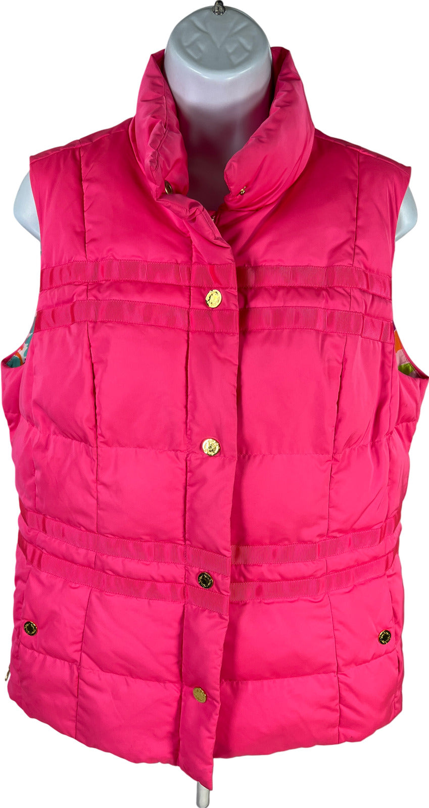 Lilly Pulitzer Women’s Pink Insulated Full Zip Kate Puffer Vest - M