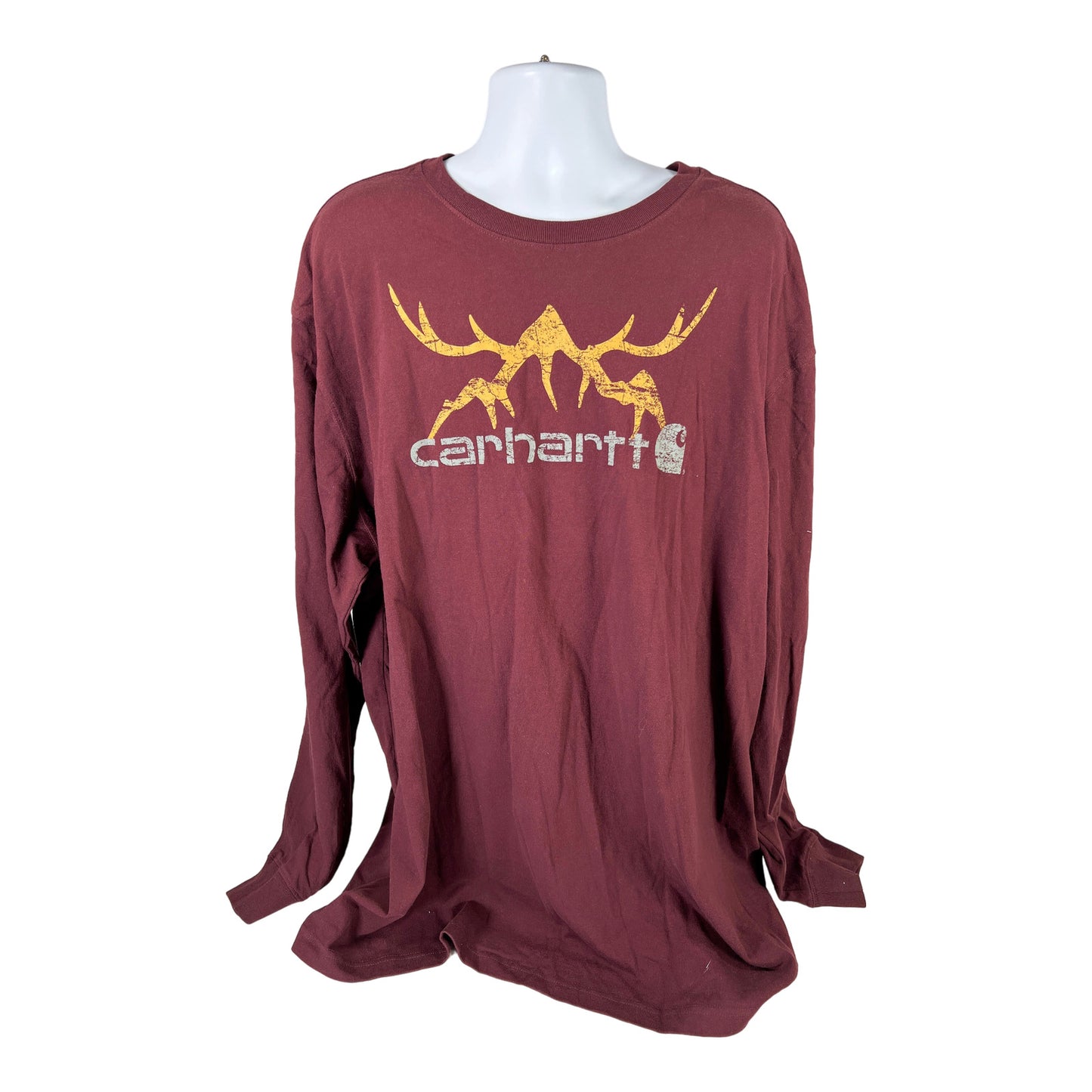 Carhartt Men’s Burgundy Graphic Original Fit Long Sleeve T-Shirt - 3XL