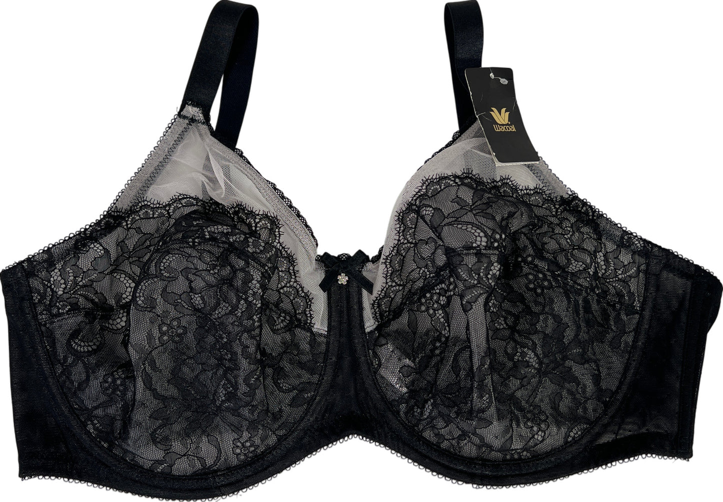 NEW Wacoal Black Lace Retro Chic Full Figure Underwire Bra - 44D