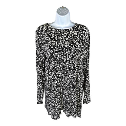 J. Jill Women’s Black Floral Long Sleeve Wearever Tunic Top - M