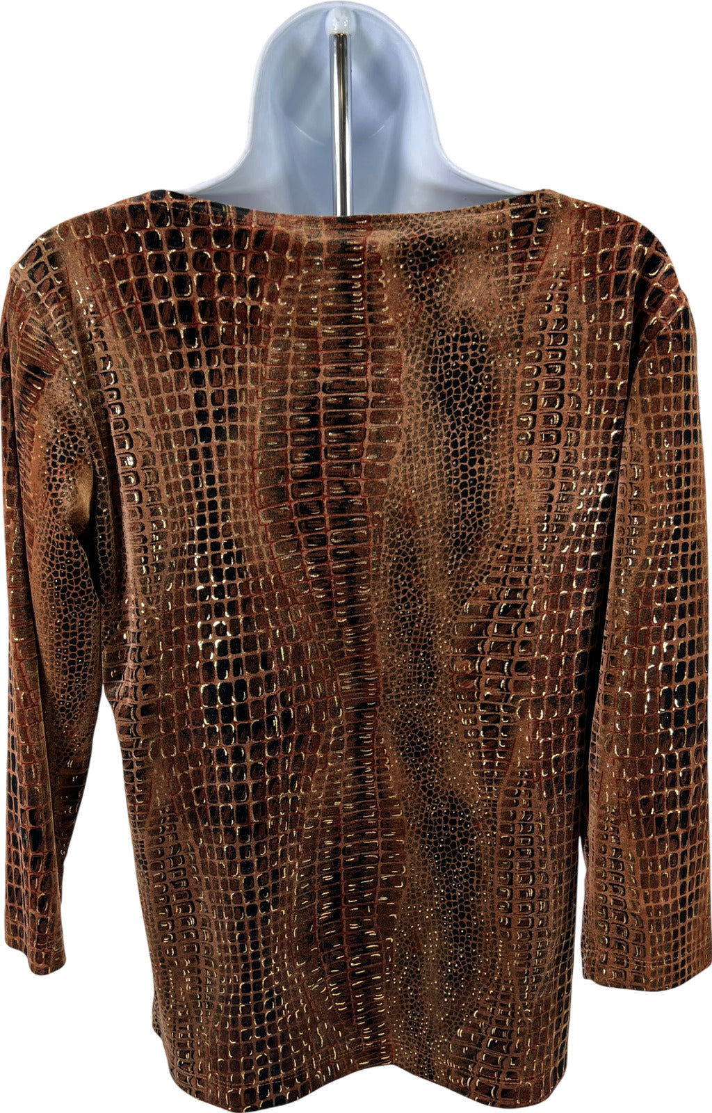 Chico’s Women’s Brown 3/4 Sleeve Velour Shirt - 0/US S