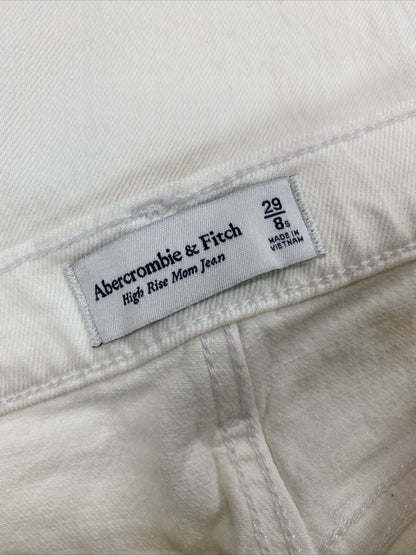 NEW Abercrombie and Fitch Women's White High Rise Mom Jeans - 29/8 Short