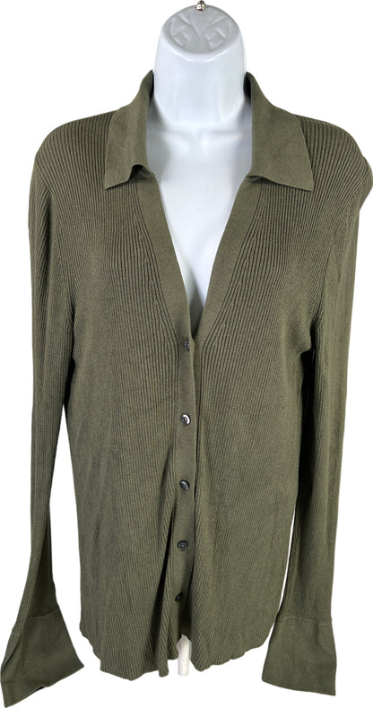 Banana Republic Women’s Green Ribbed Long Sleeve Cardigan Sweater - L