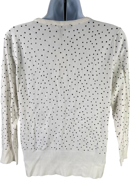 NEW White House Black Market Women’s White Polka Dot 3/4 Sleeve Cardigan - M