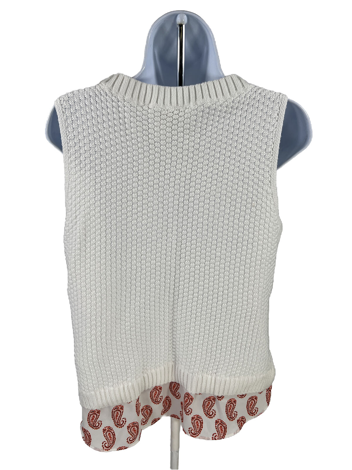 NEW LOFT Women's White Sleeveless Knit Tank Sweater - L Petite