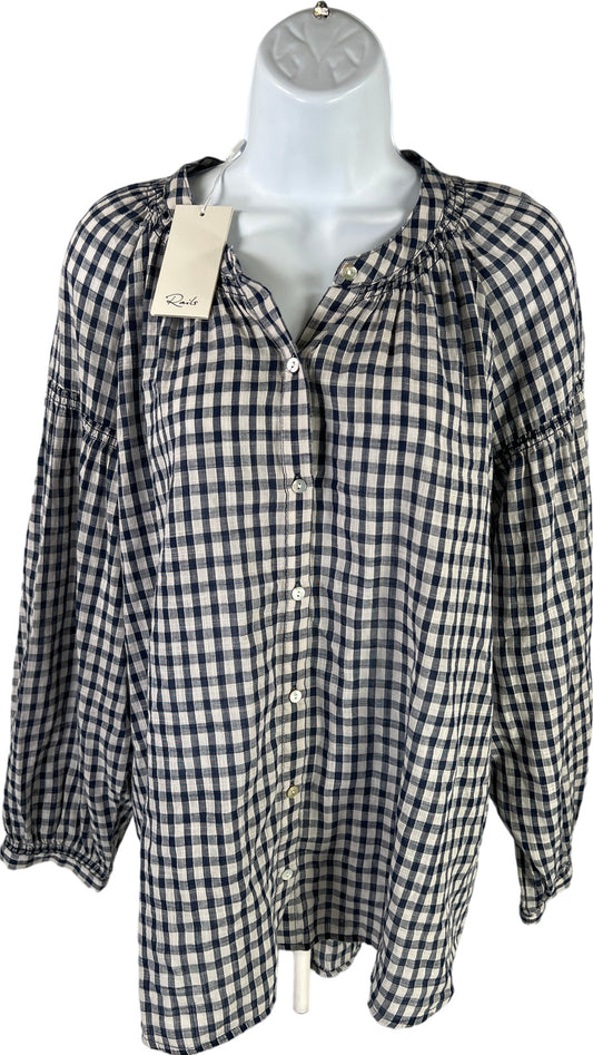 NEW Rails Women’s Blue/White Checkered Button Up Long Sleeve Blouse - L