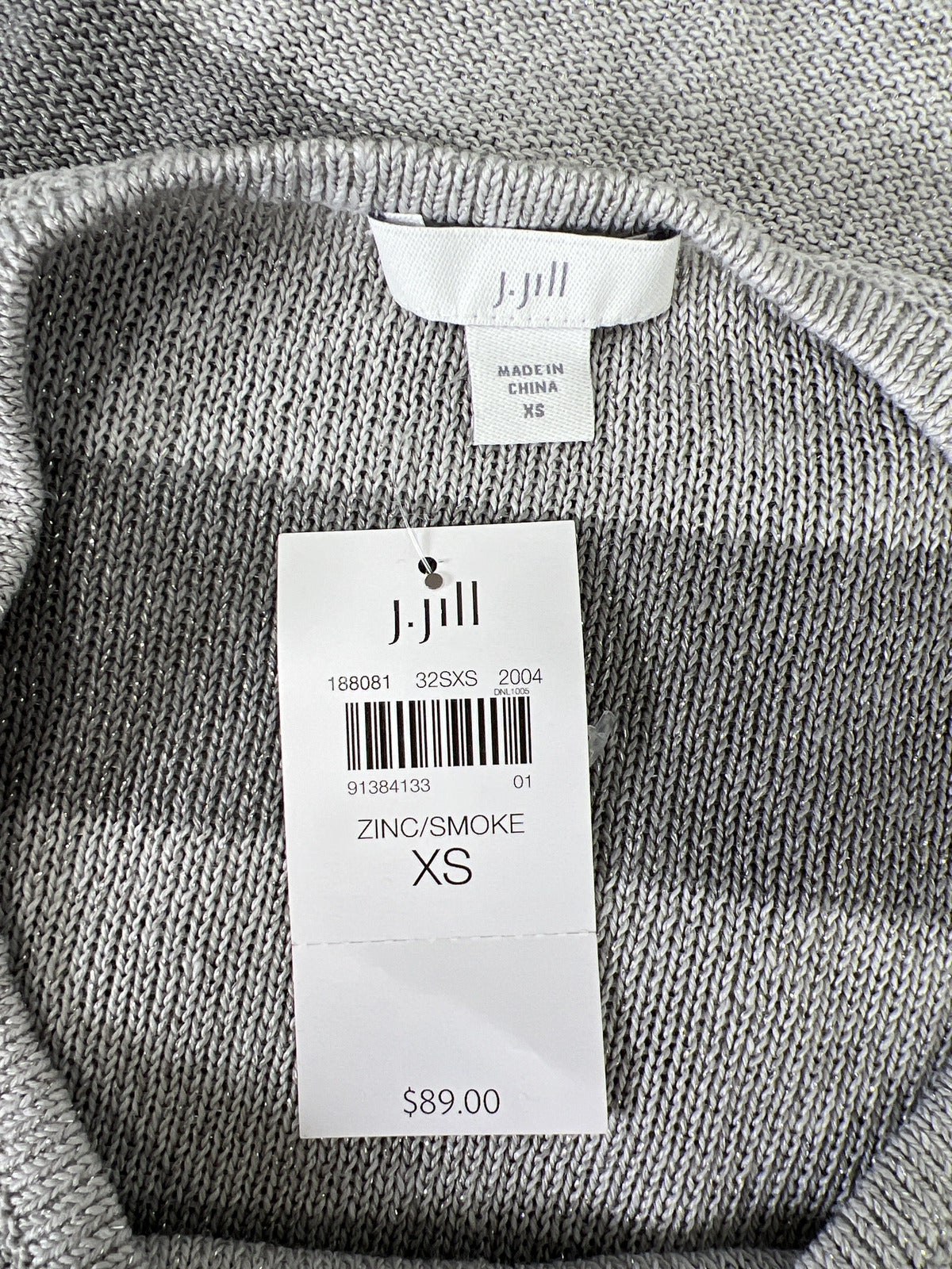 NEW J.Jill Women’s Gray Striped Linen Blend 3/4 Sleeve Sweater - XS