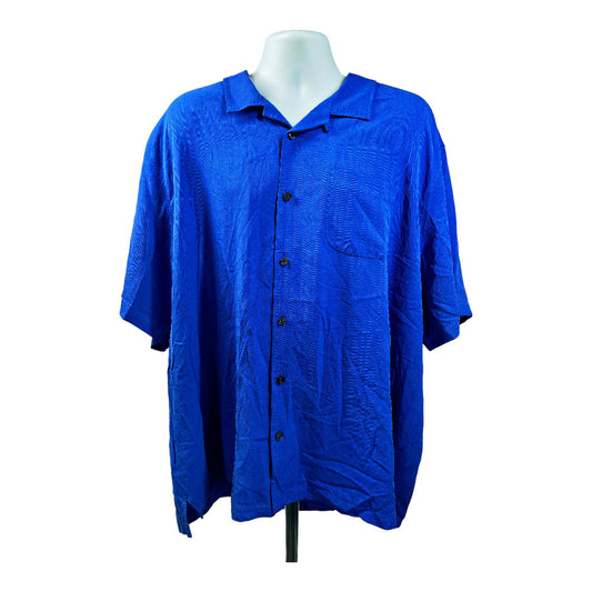 Tommy Bahama Men’s 100% Silk Blue Short Sleeve Camp Shirt - 3XLB