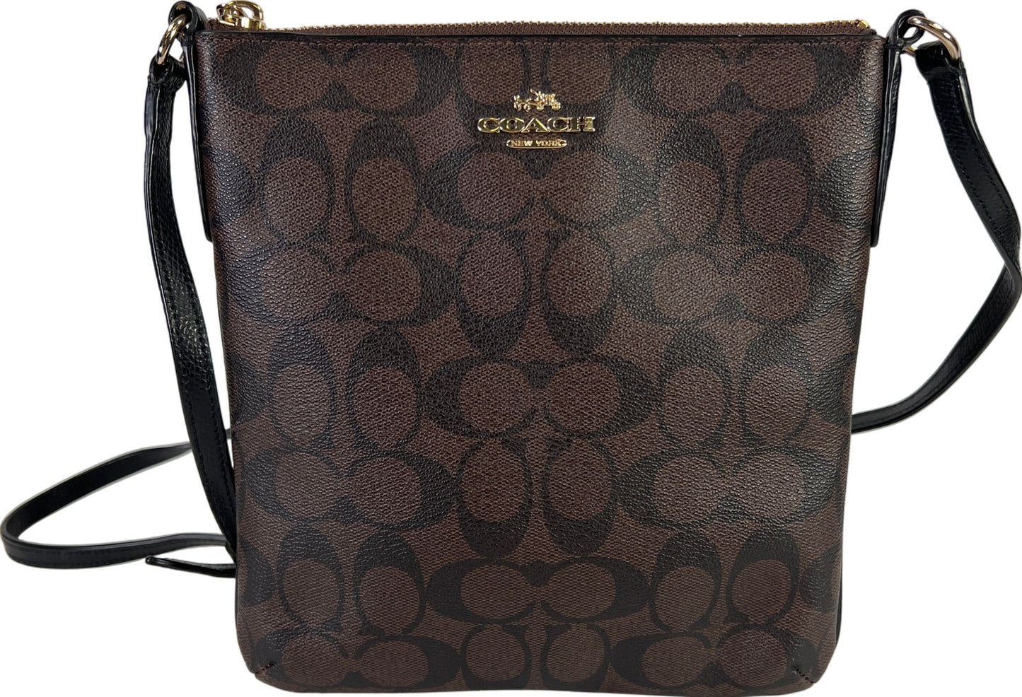 Coach Women’s Brown Signature Coated Canvas Crossbody Purse